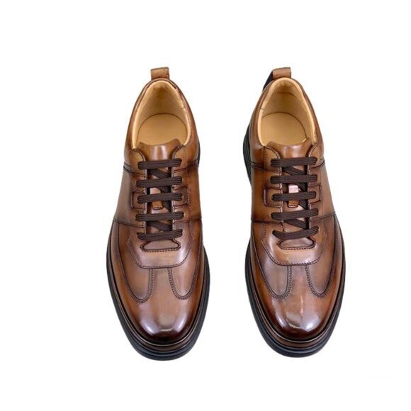 Dunhill Mens Pointed Leather Sports Shoes Brown - Picture 1 of 9